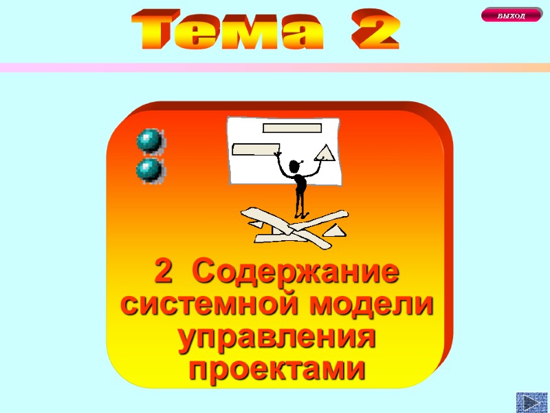 2  Содержание системной модели  управления проектами Тема  2  ВЫХОД